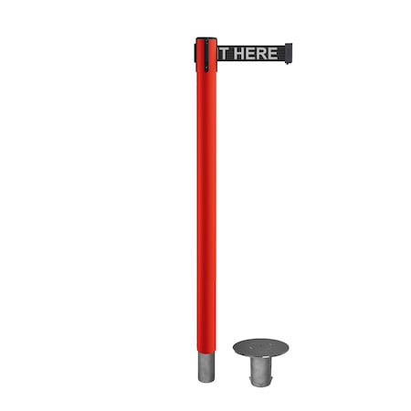 Stanchion Belt Barrier Removable Base Red Post 11ft.Wait..Belt